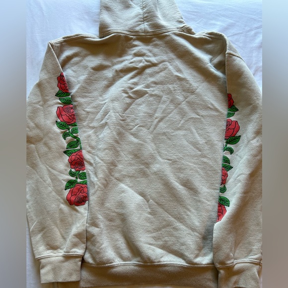 Cream Beige Flower Hoodie Medium - Picture 2 of 6